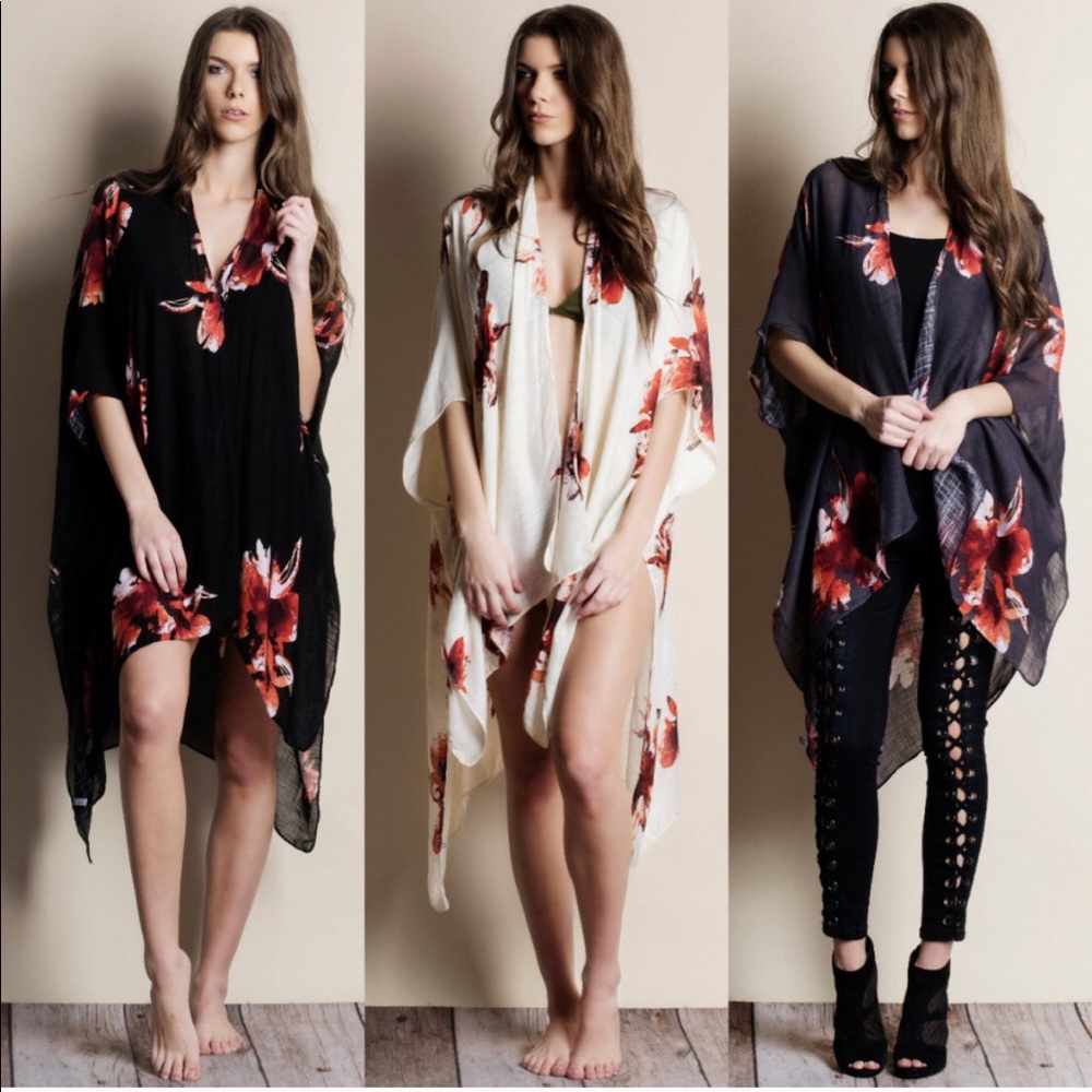 Boho Kimono - BLACK - Picture 1 of 4